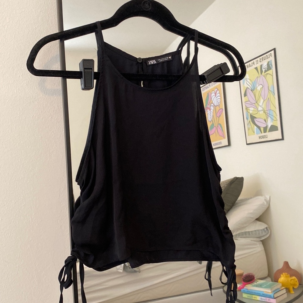 Zara pinched sides high neck tank top